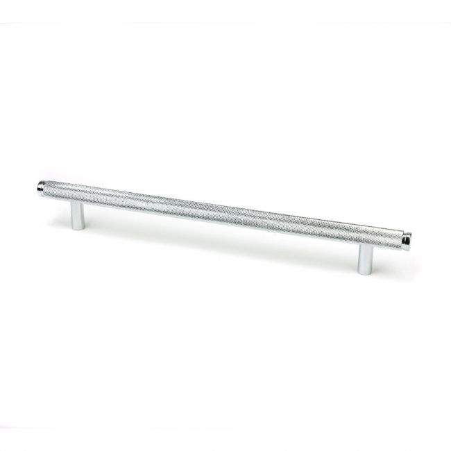 The Large Knurled Cabinet Pull Handle in Polished Chrome Shown Upright on a White Background