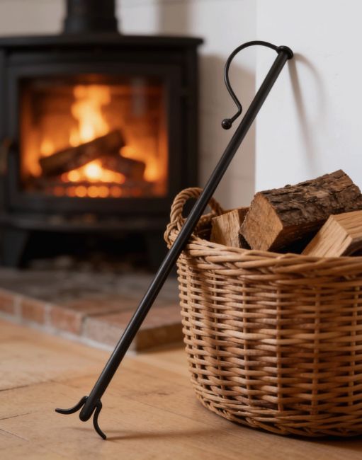 The Long Black Blow Pipe Positioned in Front of a Lit Log Burner Stove in a Contemporary Living Room - Digital Illustration The Long Black Blow Pipe Positioned in Front of a Lit Log Burner Stove in a Contemporary Living Room - Digital Illustration