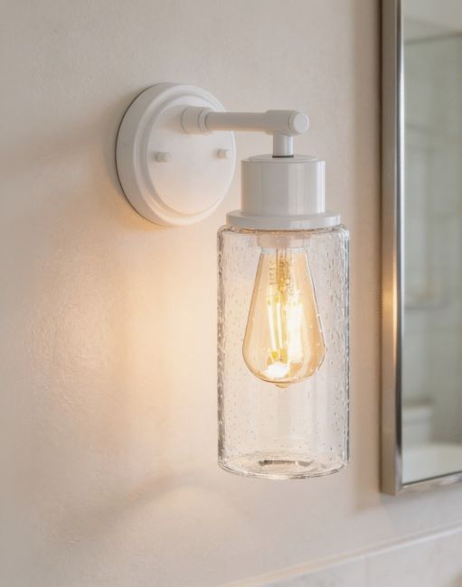 Contemporary White Bathroom Wall Light