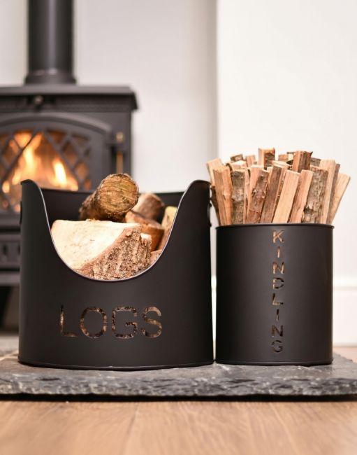 Modern Log Bucket & Kindling Holder Modern Log Bucket & Kindling Holder