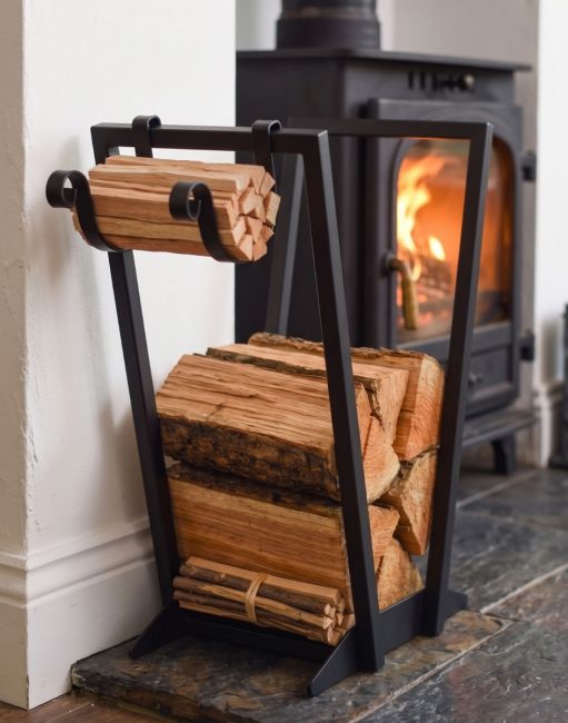 Modern V-Shaped Open Surround Log Holder and Kindling Cradle main image Modern V-Shaped Open Surround Log Holder and Kindling Cradle main image