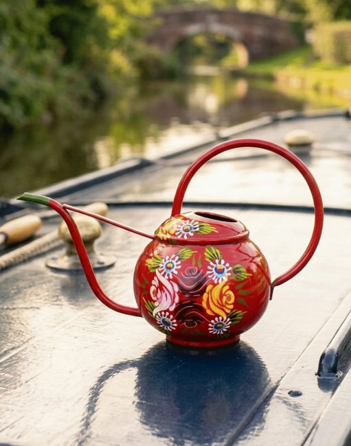 Red Narrowboat Style Watering Can