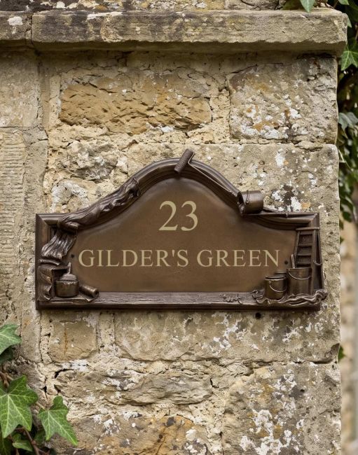 The Painter and Decorators House Name Sign with Custom Vinyl Writing on a Stone Driveway Wall - Digital Illustration The Painter and Decorators House Name Sign with Custom Vinyl Writing on a Stone Driveway Wall - Digital Illustration