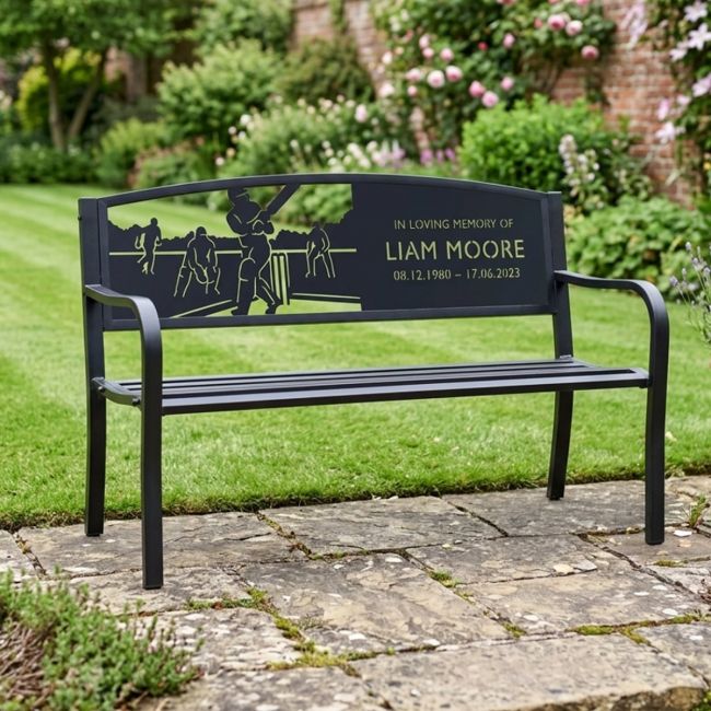 Personalised Cricketer Iron & Steel Park Bench