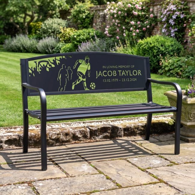 Personalised Football Player Memorial Bench