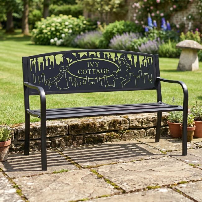 Personalised Mary Poppins Iron & Steel Park Bench in Black