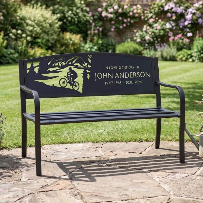 Personalised Mountain Biker Garden Bench