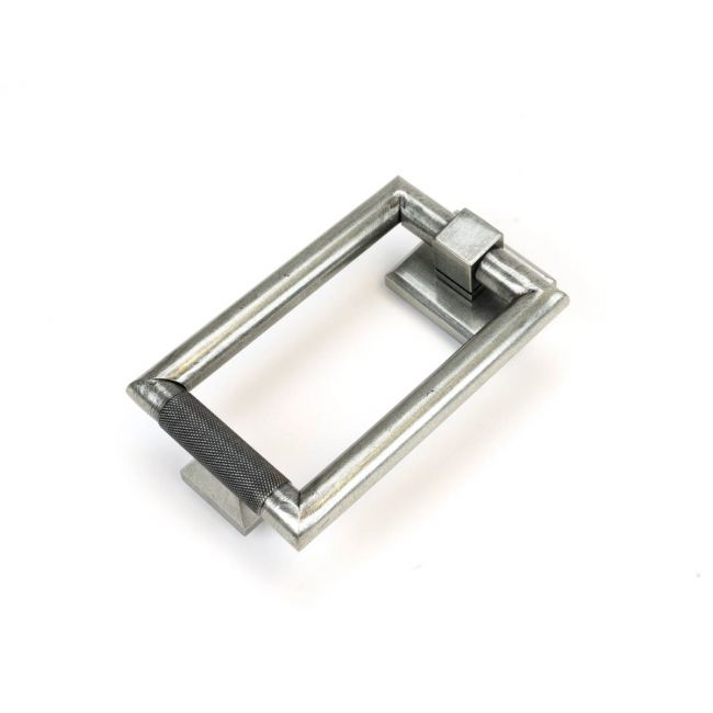 Modern Knurled Rectangular Door Knocker - Pewter Modern Knurled Rectangular Door Knocker - Pewter
