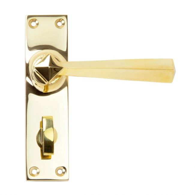 The Polished Brass Geometric Tapered Privacy Suite Bathroom Lever Handles