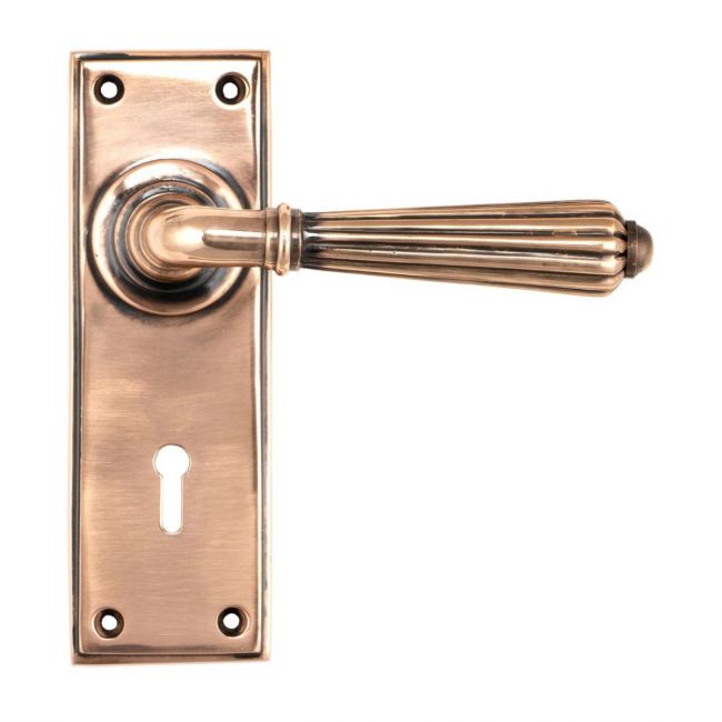 Classic Fluted Period Lever Lock Suite Architectural Door Handle Set - Polished Bronze
