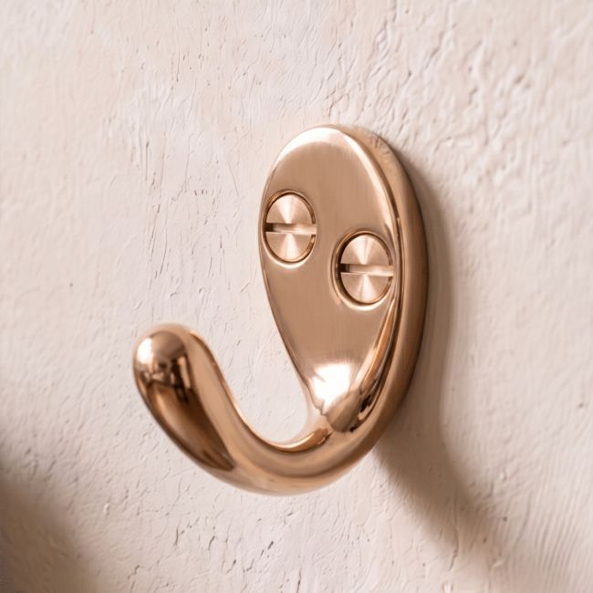 Polished Copper Single Pronged Coat Hook Polished Copper Single Pronged Coat Hook