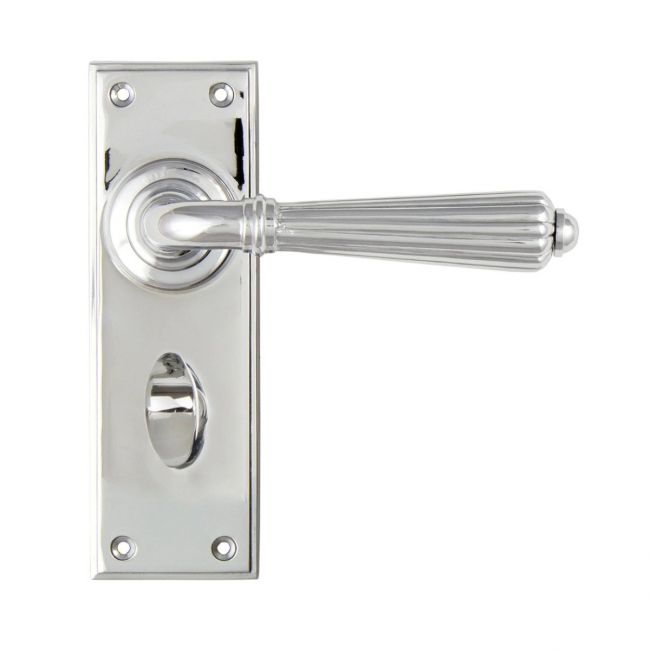 Classic Fluted Period Privacy Suite Bathroom Lever Handles - Polished Chrome