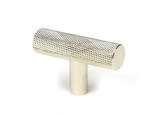 "Astor" Knurled Industrial T-Bar – Polished Nickel