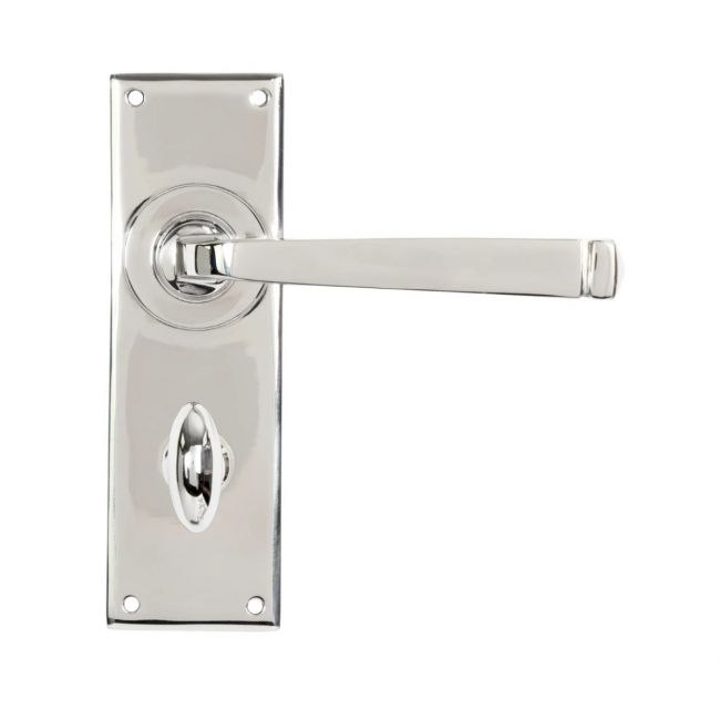 Sleek Architectural Privacy Suite Bathroom Lever Handles - Polished Stainless Steel