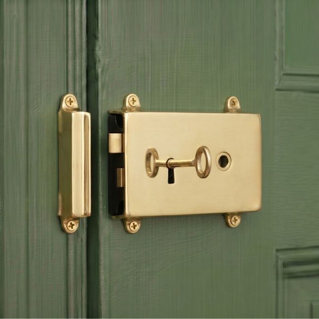 Polished Brass Reversible Rim Lock Polished Brass Reversible Rim Lock