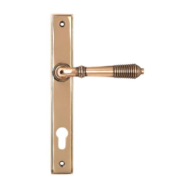 Ribbed Slimline Exterior Door Handle - Polished Bronze Ribbed Slimline Exterior Door Handle - Polished Bronze
