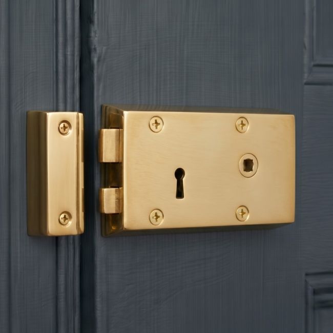 Large Polished Brass Rim Lock - Right Hand 