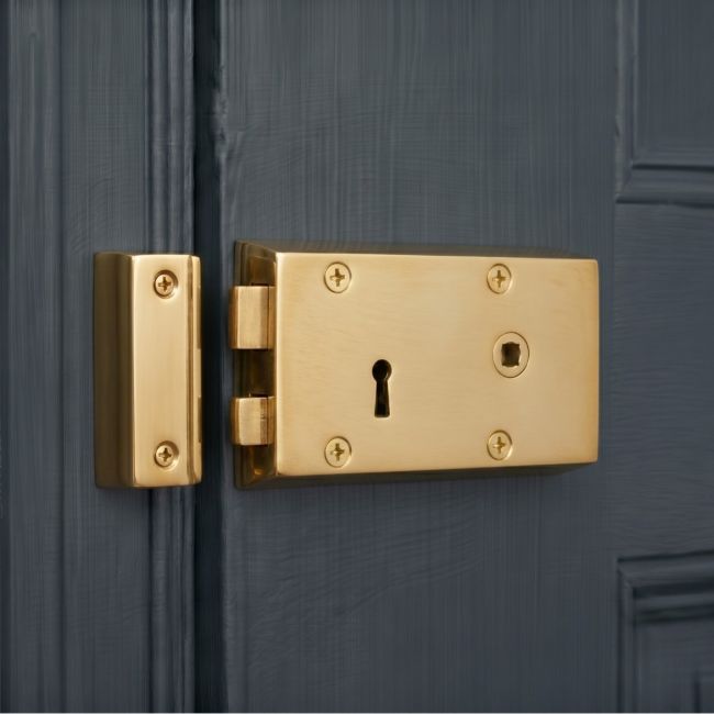 Right Hand Polished Brass Rim Lock - Small