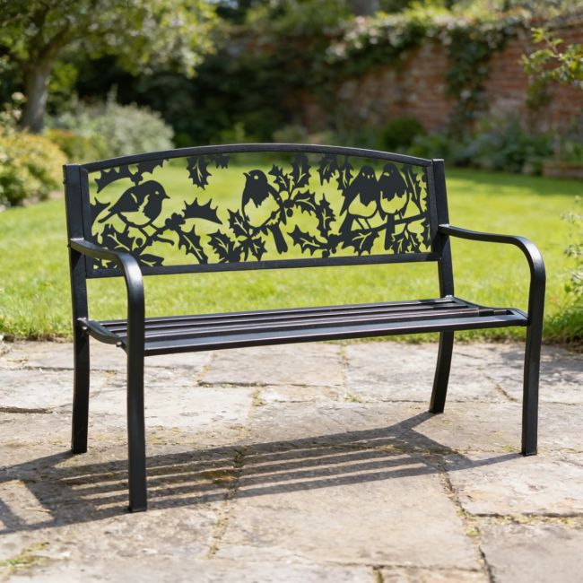 Bespoke Robins Iron & Steel Park Bench in Black