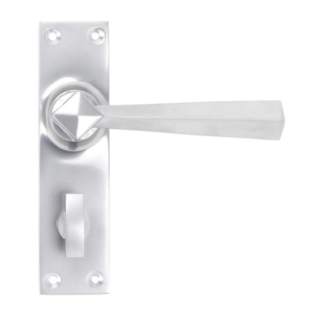 Geometric Tapered Privacy Suite Bathroom Lever Handles - Satin Chrome