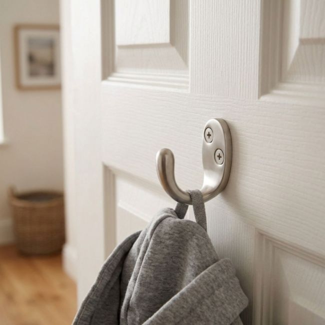 Satin Chrome Single Pronged Coat Hook Satin Chrome Single Pronged Coat Hook