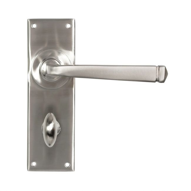 Sleek Architectural Privacy Suite Bathroom Lever Handles - Satin Stainless Steel