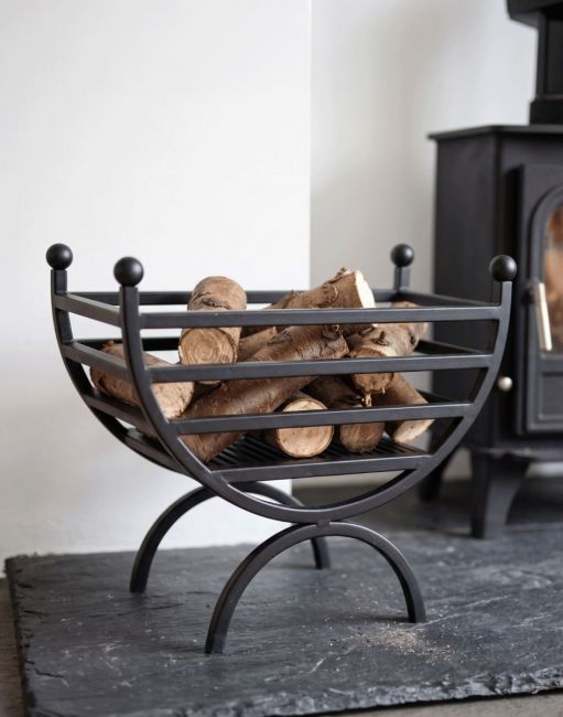 "The Mondrian" Curved Fire Basket in Situ Next to the Fireplace "The Mondrian" Curved Fire Basket in Situ Next to the Fireplace