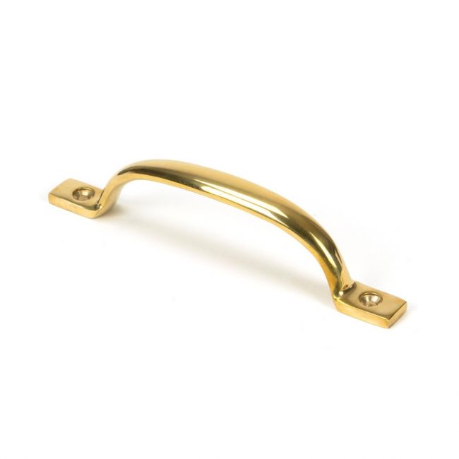 The Slim Sash Window Lift Pull Handle in Polished Brass Shown Upright on a White Background The Slim Sash Window Lift Pull Handle in Polished Brass Shown Upright on a White Background