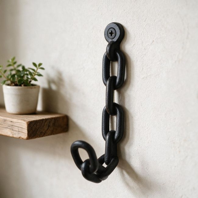 Small Black Iron Chain Link Coat Hook Small Black Iron Chain Link Coat Hook