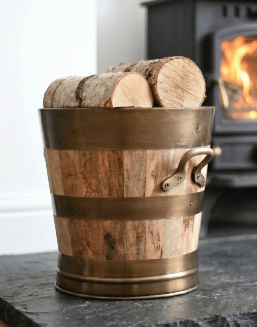 Wooden & Bronze Barrel Design Log Holder in Situ Wooden & Bronze Barrel Design Log Holder in Situ