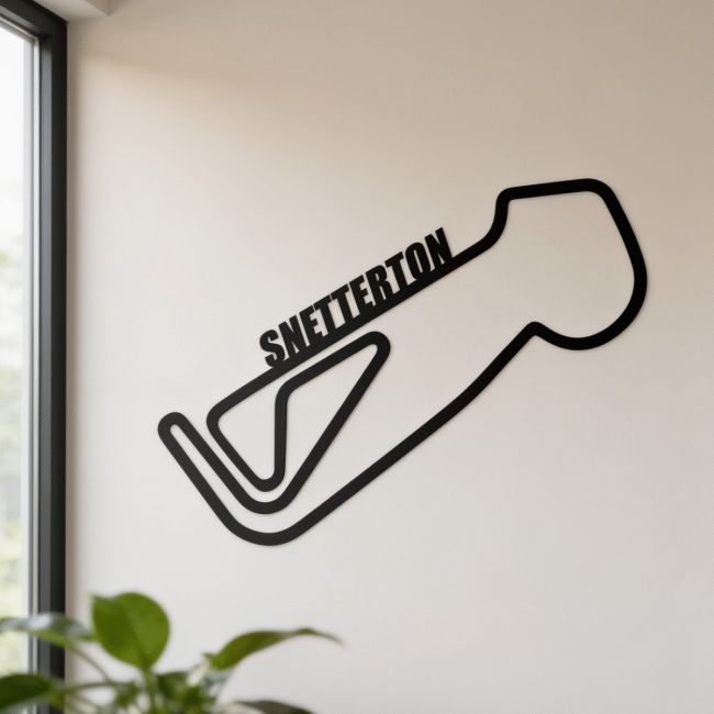 Snetterton Race Track on Display on a Rustic White Wall