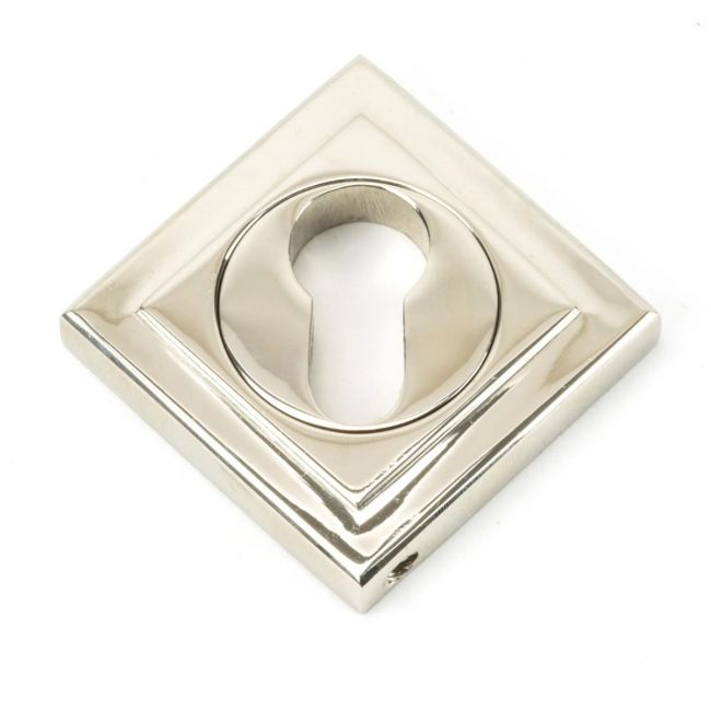 The Square Concealed Standard Euro Escutcheon - Polished Nickel in a Diamond Orientation The Square Concealed Standard Euro Escutcheon - Polished Nickel in a Diamond Orientation