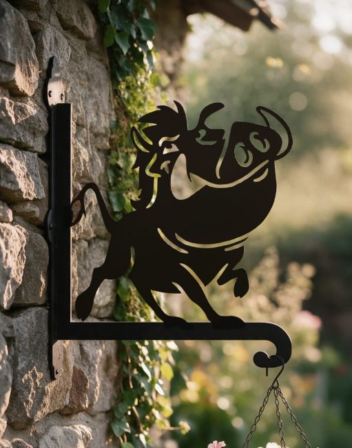 Steel Cartoon Warthog Hanging Basket Bracket