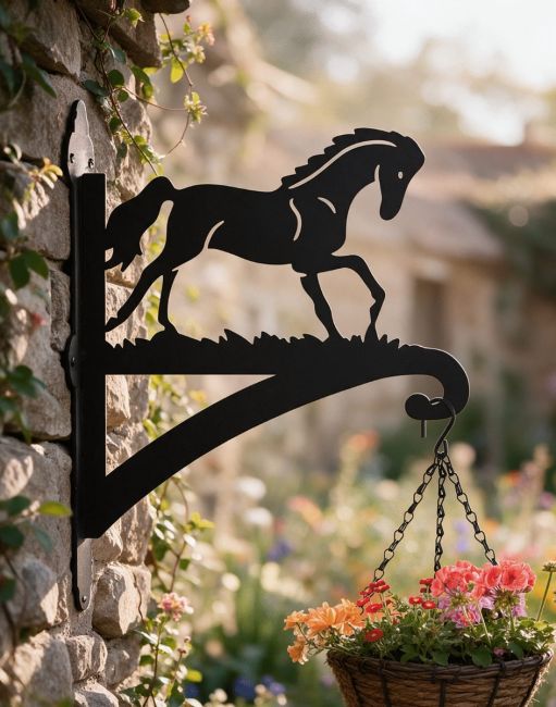  Steel Contemporary Galloping Horse Hanging Basket Bracket