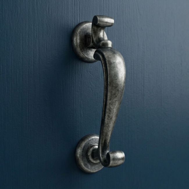 Steel Pewter Doctor"s Style Door Knocker - 196mm x 69mm Steel Pewter Doctor"s Style Door Knocker - 196mm x 69mm