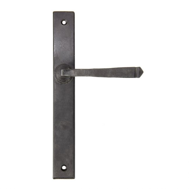 The Tapered Slimline Lever Espagnolette Door Latch in Beeswax on a White Background The Tapered Slimline Lever Espagnolette Door Latch in Beeswax on a White Background