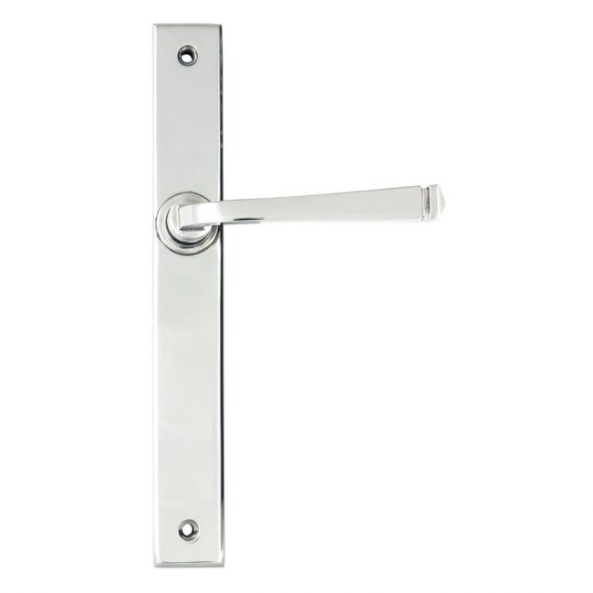 The Tapered Slimline Lever Espagnolette Door Latch in Polished Chrome on a White Background The Tapered Slimline Lever Espagnolette Door Latch in Polished Chrome on a White Background