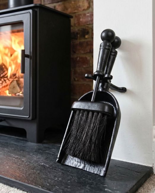 Traditional Black Iron Pan & Brush Set in Situ