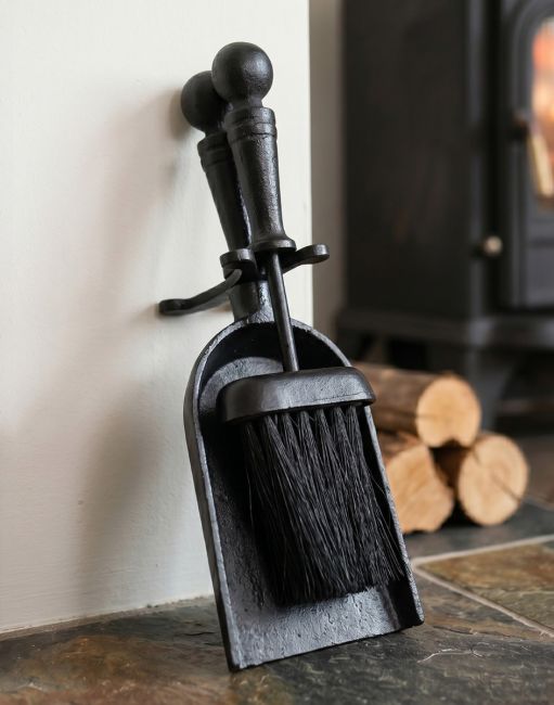 Traditional Black Iron Pan & Brush Set in Situ