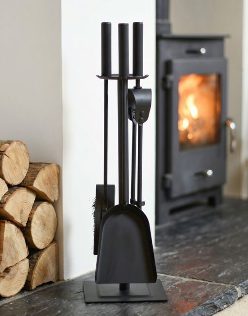 Traditional Black Slim Three Piece Companion Set In A Fireside Setting Traditional Black Slim Three Piece Companion Set In A Fireside Setting