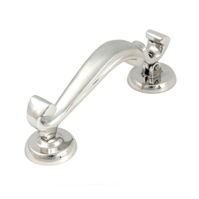 The Traditional Doctor"s Door Knocker Polished Stainless Steel Shown on its Side on a White Background The Traditional Doctor"s Door Knocker Polished Stainless Steel Shown on its Side on a White Background