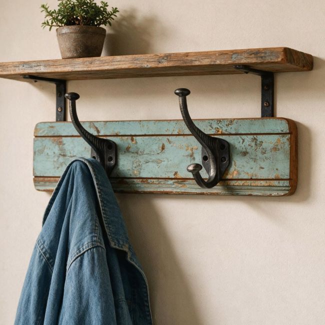 Rustic Wood And Iron Coat Hooks 2 - Thumbnail Rustic Wood And Iron Coat Hooks 2 - Thumbnail