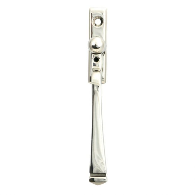 The Valen Tapered Window Espagnolette Handle in Polished Stainless Steel Shown from the Front on a White Background