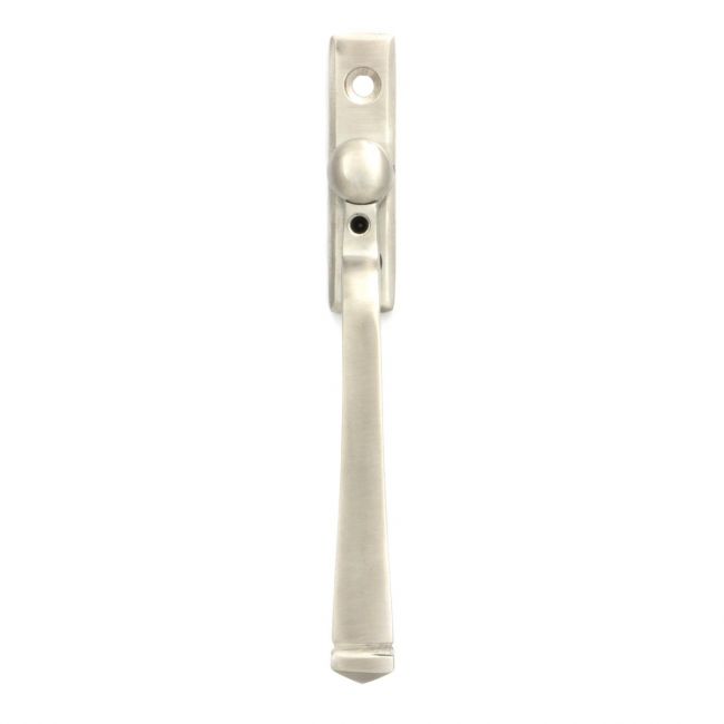 The Valen Tapered Window Espagnolette Handle in Satin Stainless Steel Shown from the Front on a White Background