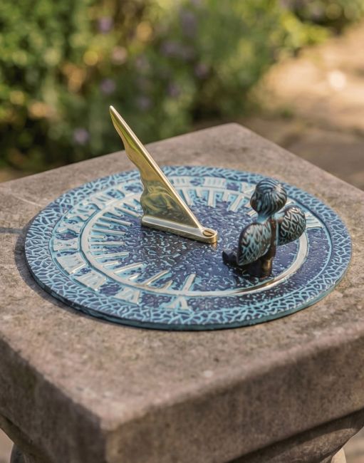 The Verdigris "Guardian Angel" Solid Brass Sundial on a Classic Stone Garden Pillar - Digital Illustration The Verdigris "Guardian Angel" Solid Brass Sundial on a Classic Stone Garden Pillar - Digital Illustration