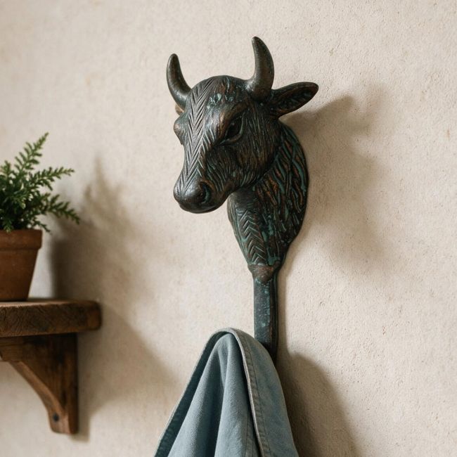 The Verdigris Ox Hook on a Warm Coloured textured Wall - Digital Illustration The Verdigris Ox Hook on a Warm Coloured textured Wall - Digital Illustration