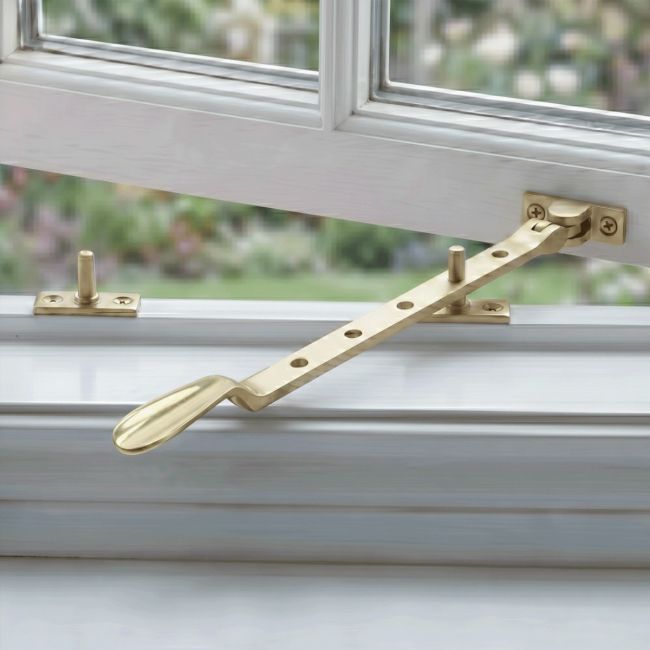 The Victorian Casement Window Stays Fitted on a White Wooden Open Window - Digital Illustration 