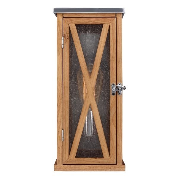 "Warton" Slim Natural Wood Hand-Crafted Wall Lantern "Warton" Slim Natural Wood Hand-Crafted Wall Lantern