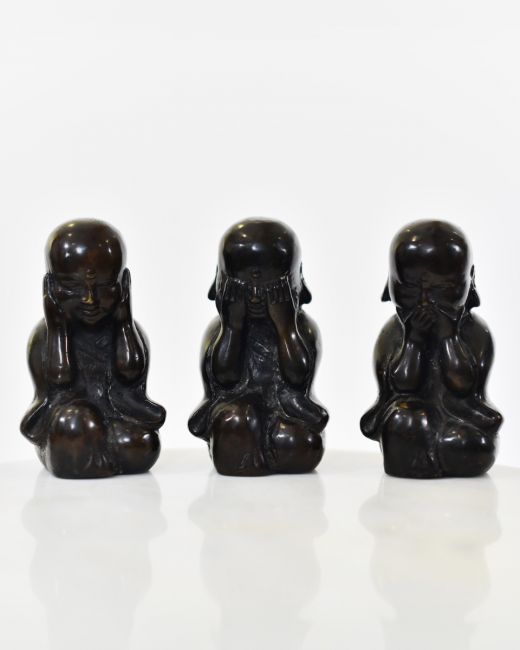 Three Graces of Zen in Cast Brass Set of Three