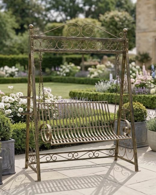 Traditional Antique Bronze Garden Swing Seat Digital Illustration Traditional Antique Bronze Garden Swing Seat Digital Illustration